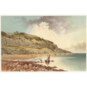 Luccombe Bay Isle of Wight antique print 1892