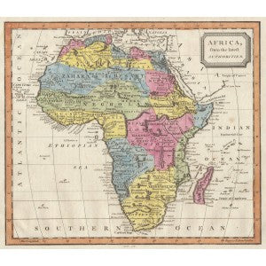 Africa original antique map published by Rev. Barclay in 1815