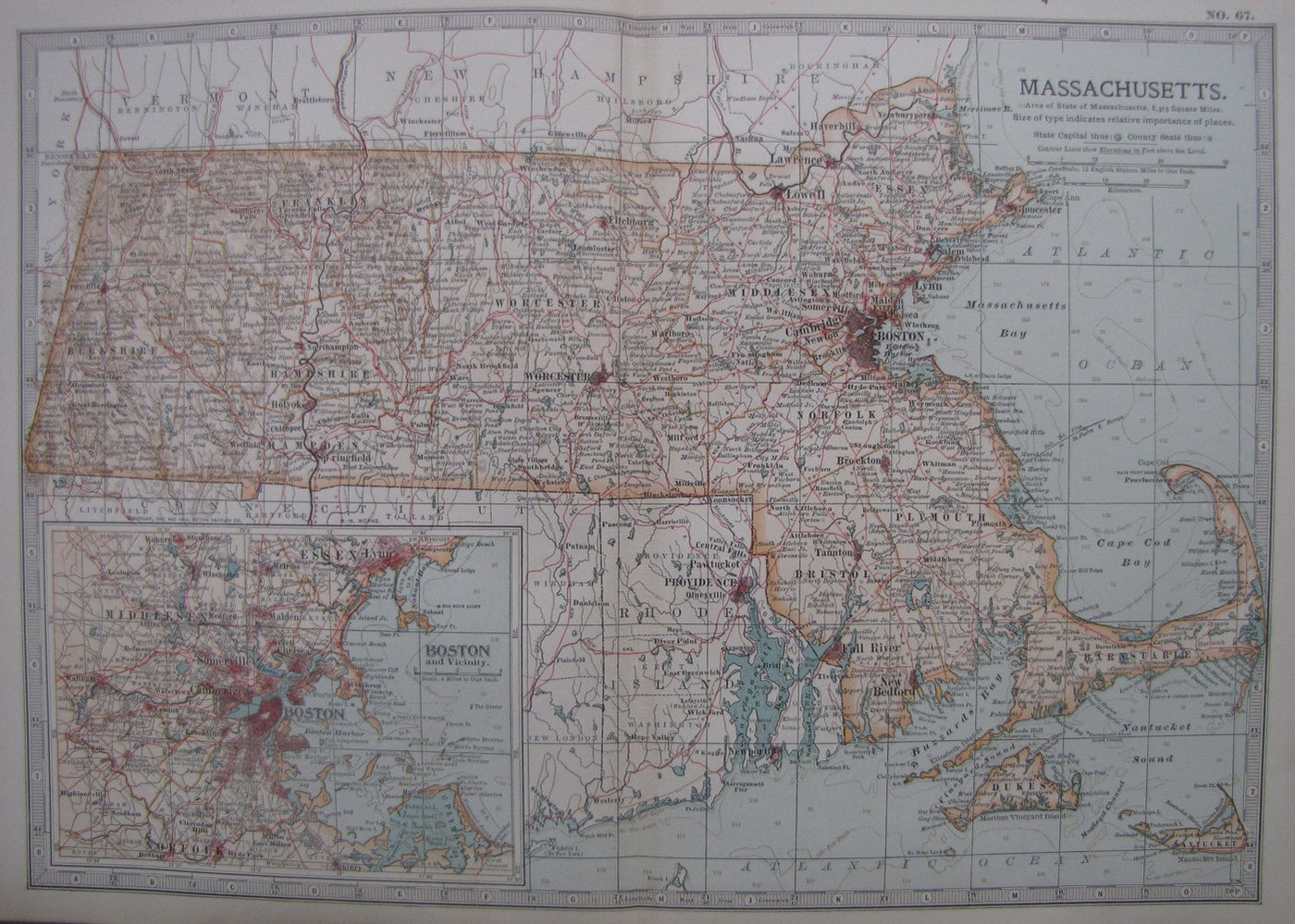 Massachusetts antique map Encyclopaedia Britannica 1903