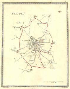 Bedford parliamentary boundaries antique map published 1835