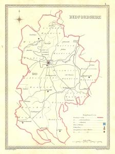 Bedfordshire parliamentary boundaries antique map published 1835