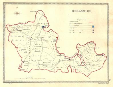 Berkshire parliamentary boundaries antique map published 1835