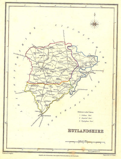 Rutlandshire guaranteed original antique map 1835