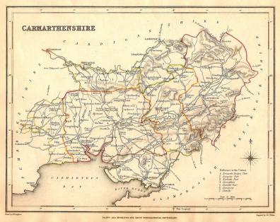 Carmarthenshire Camarthenshire Wales antique map 1835