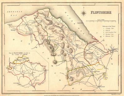 Flintshire Wales antique map 1835