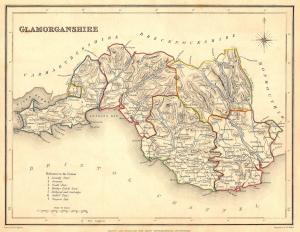 Glamorganshire Wales parliamentary boundaries antique map 1835