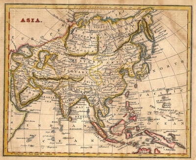 Asia original antique map published 1826