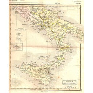 Italy antique map Southern Part