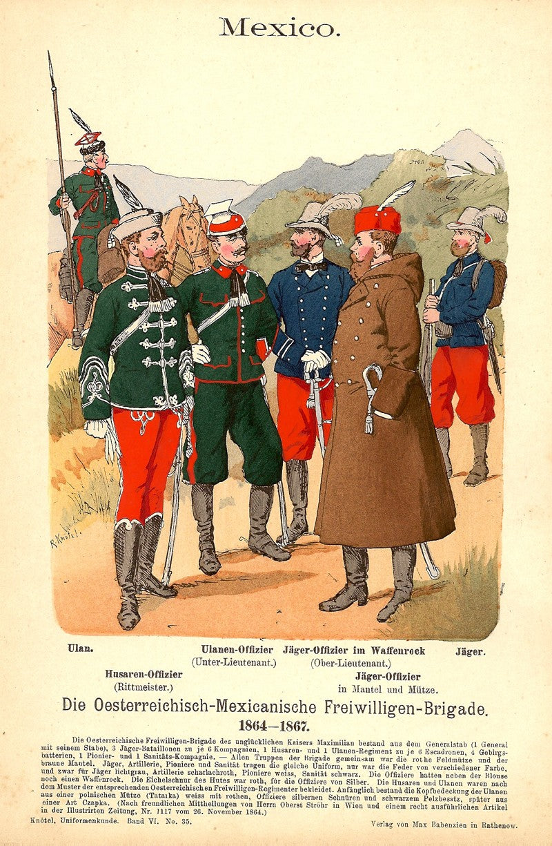 Austro-Mexican volunteer brigade antique print published 1895