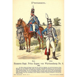 Prussian hussars Richard Knotel antique print 1908