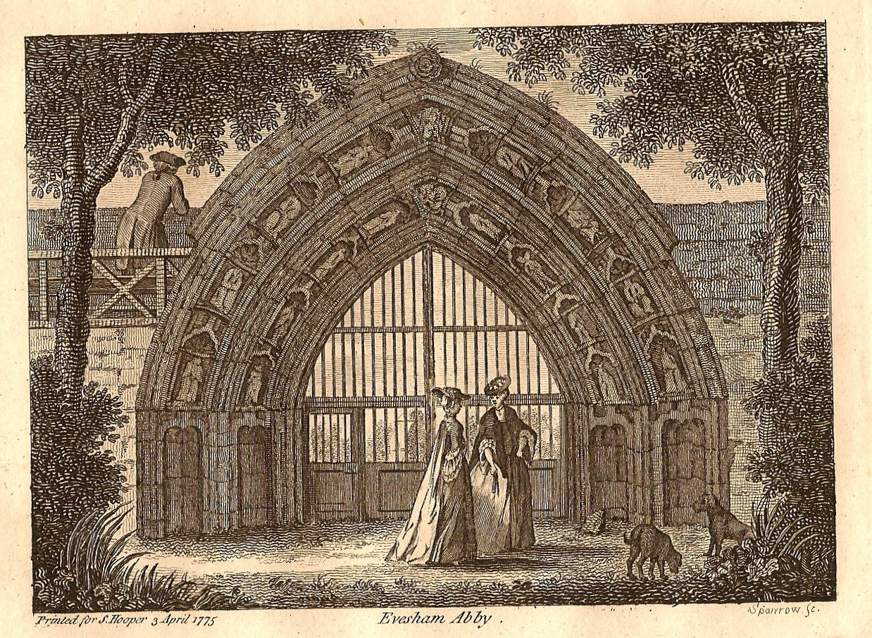 Evesham Abbey Worcestershire antique print 1775 Maps and Antique Prints