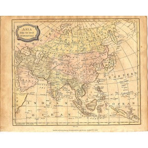 Asia guaranteed original antique map dated 1806