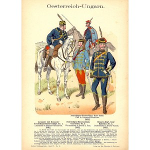 Austro-Hungarian cavalry Richard Knötel antique print published 1895
