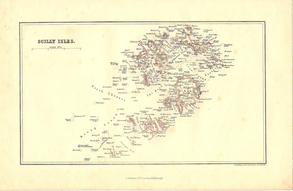 Antique map of the Scilly Isles