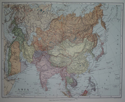 Asia 6 original antique map published 1894