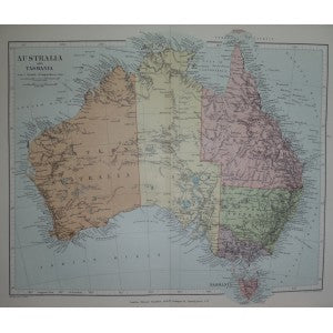Australia & Tasmania antique map published 1894