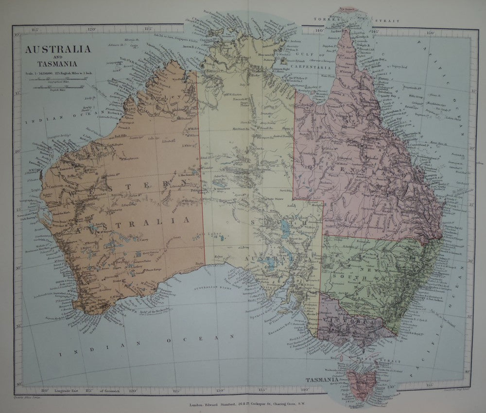 Australia & Tasmania antique map published 1894
