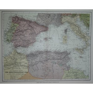 Mediterranean Sea (Western) antique map