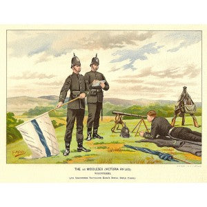 British Army Victoria Rifles & King's Royal Rifle Corps antique print