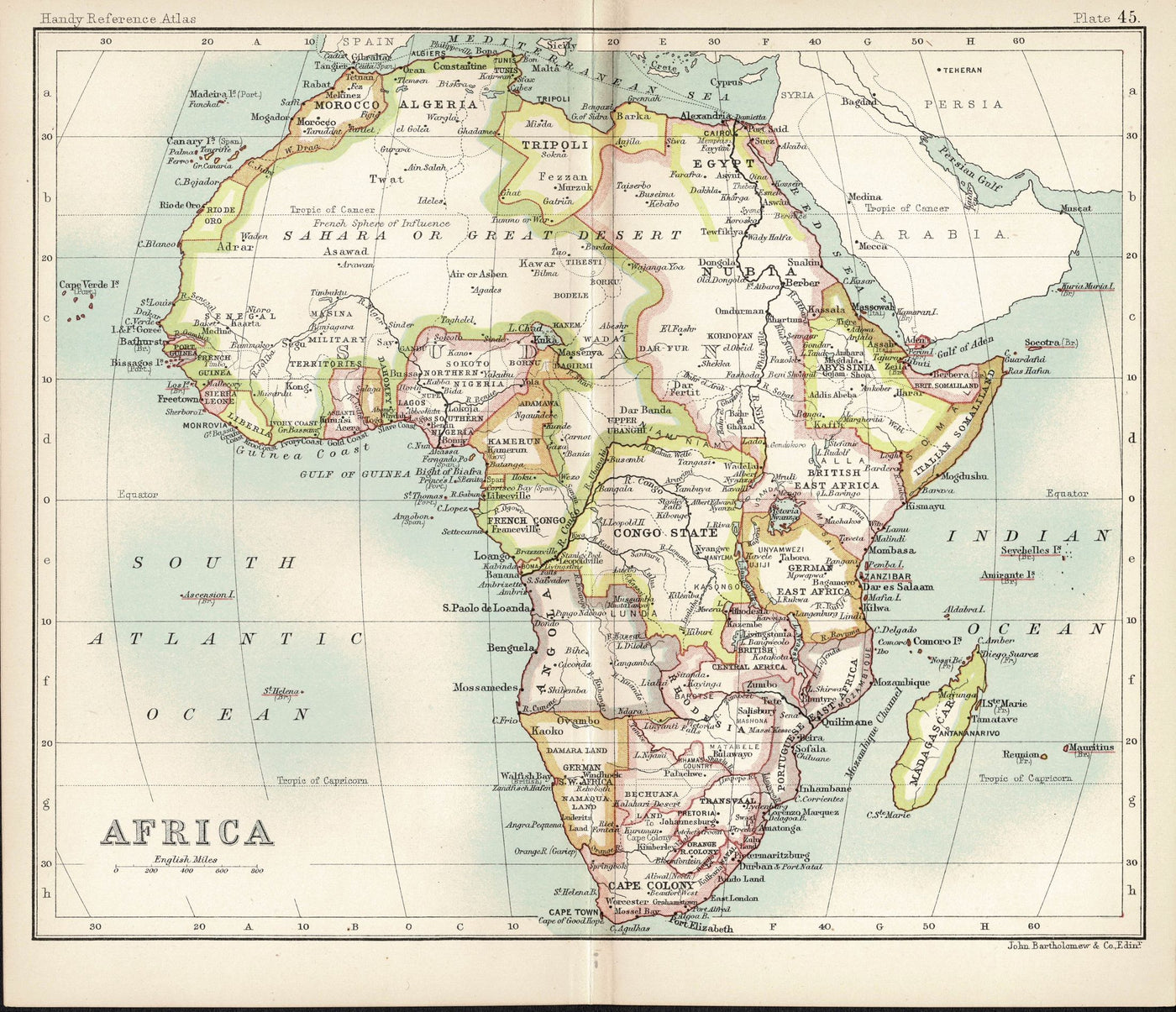 Africa antique map published 1898