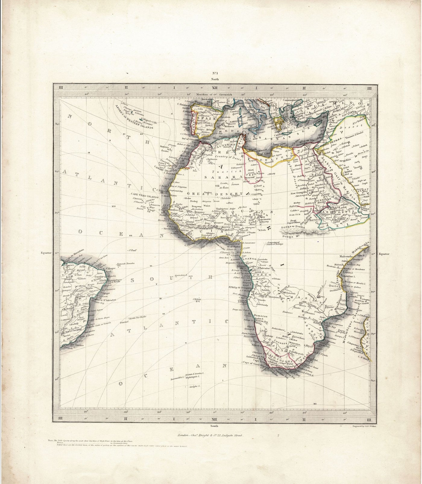 Africa original antique map by Charles Knight published 1840