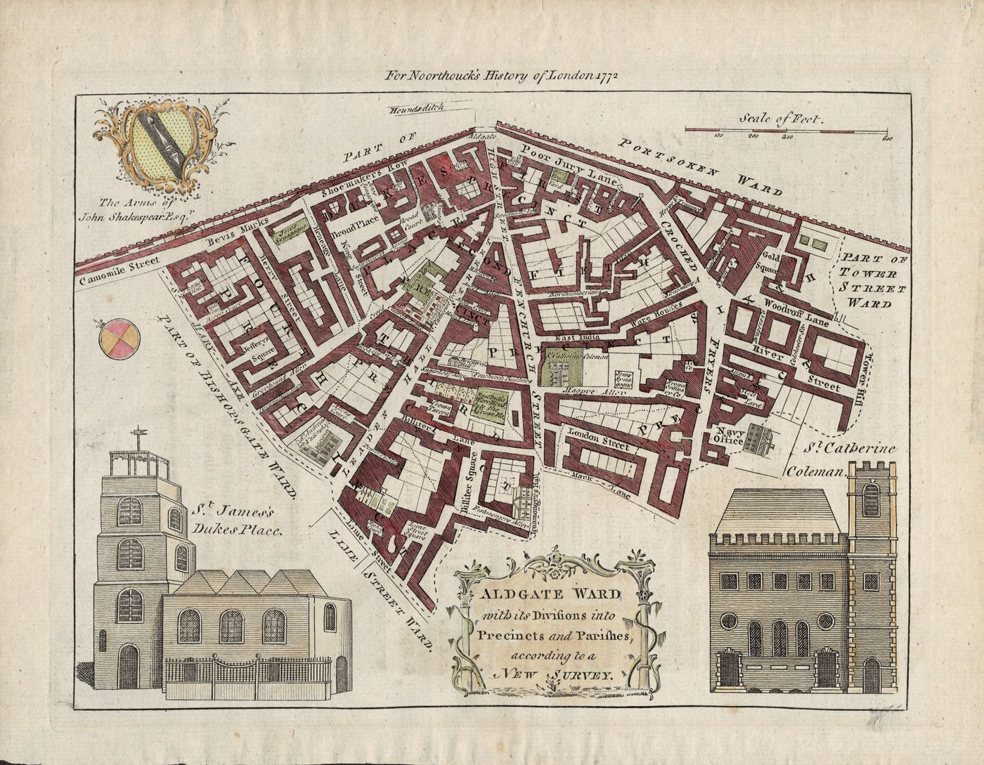 Aldgate Ward in the City of London antique 1773
