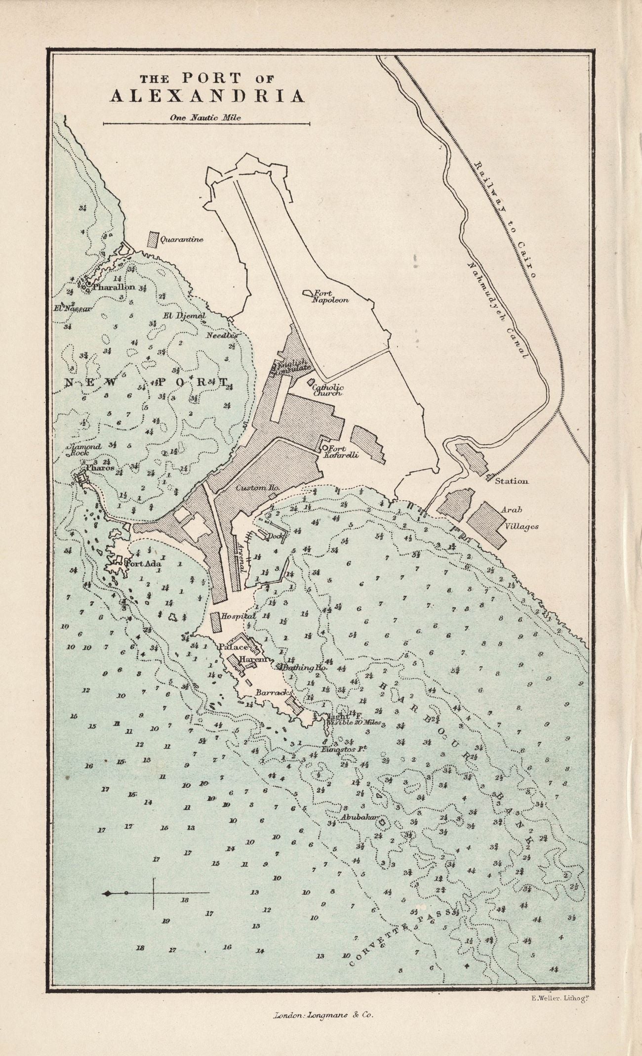 Alexandria Egypt guaranteed original antique map published 1871