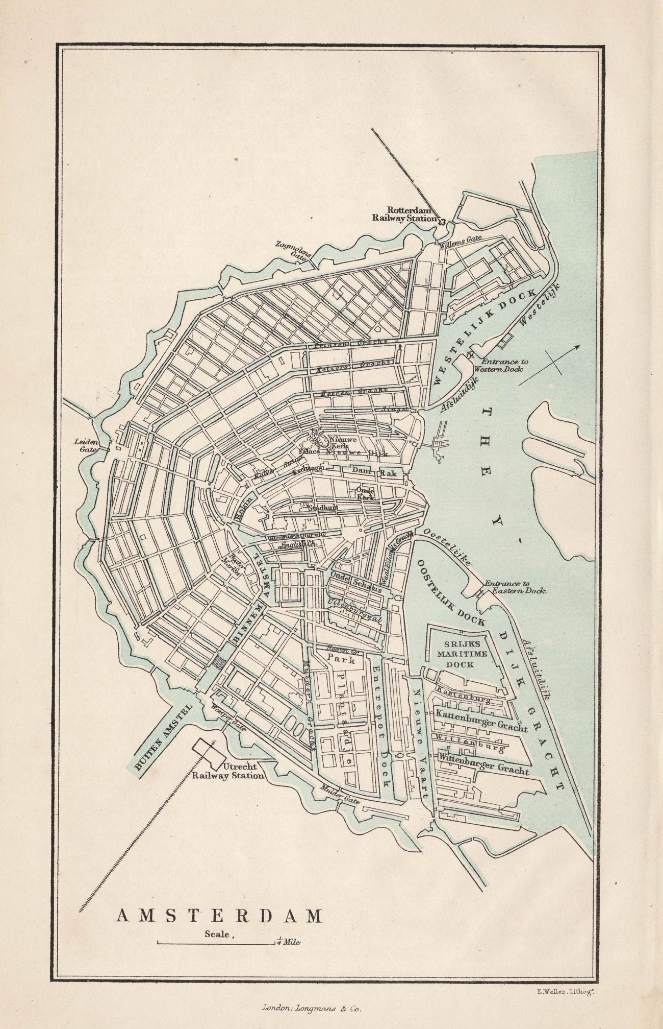 Amsterdam Netherlands guaranteed original antique map published 1871