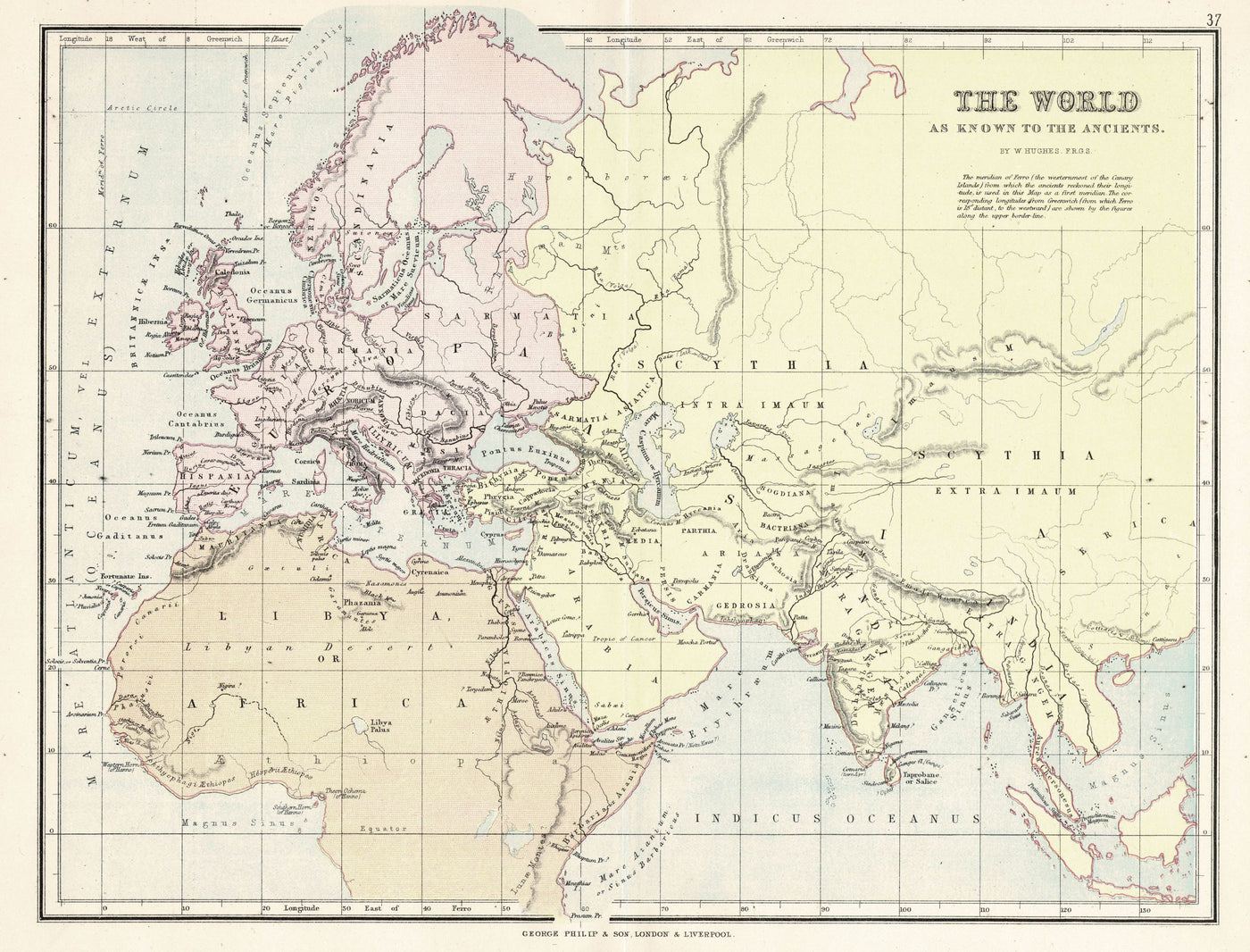 Ancient World antique map, 1891