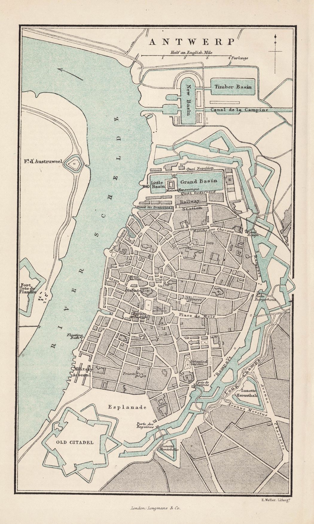 Antwerp Belgium guaranteed original antique map published 1871