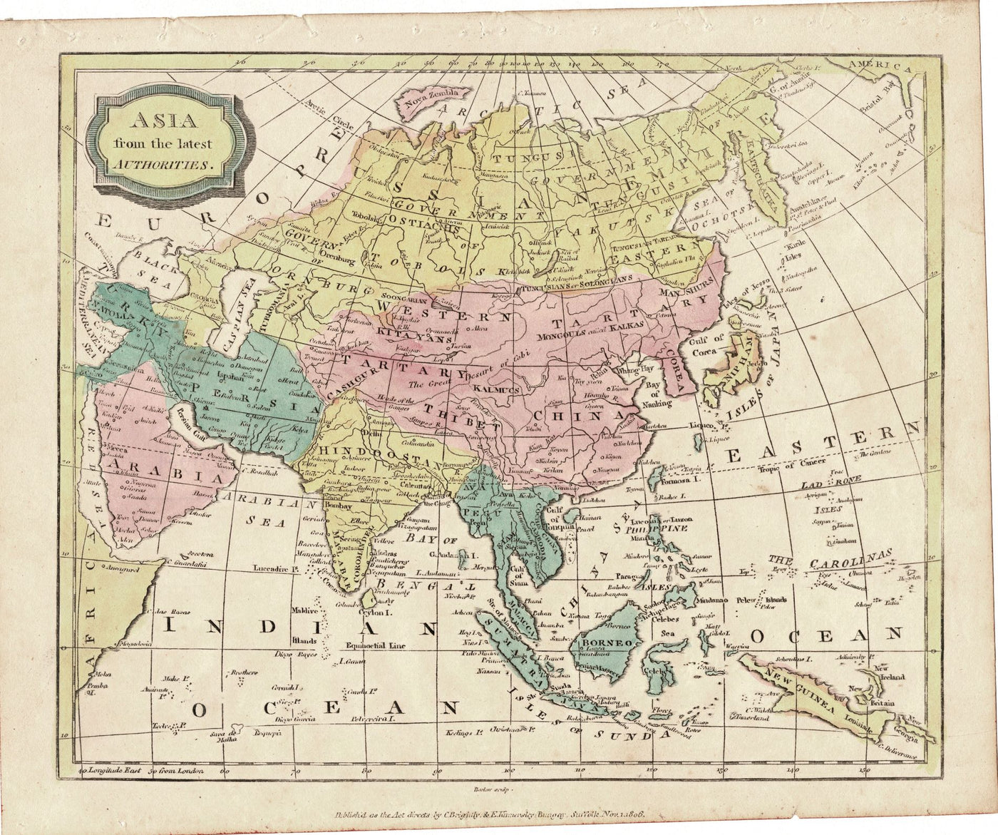 Asia from the Best Authorities antique print 1806