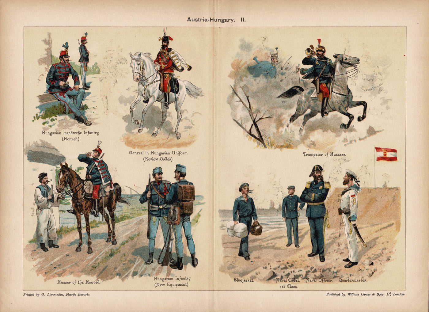 Austria Hungary Army no. 2, Richard Knotel antique print published 1890