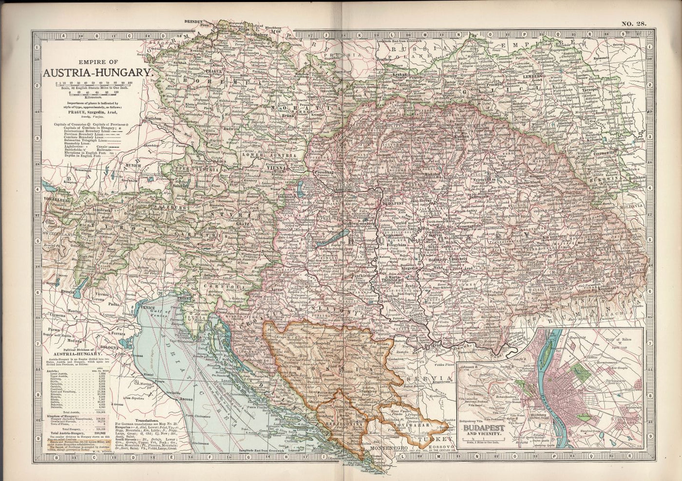 Austria-Hungary antique map No.28 from Encyclopaedia Britannica 1903
