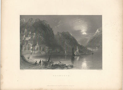 Barmouth Gwynedd Wales antique print 1844