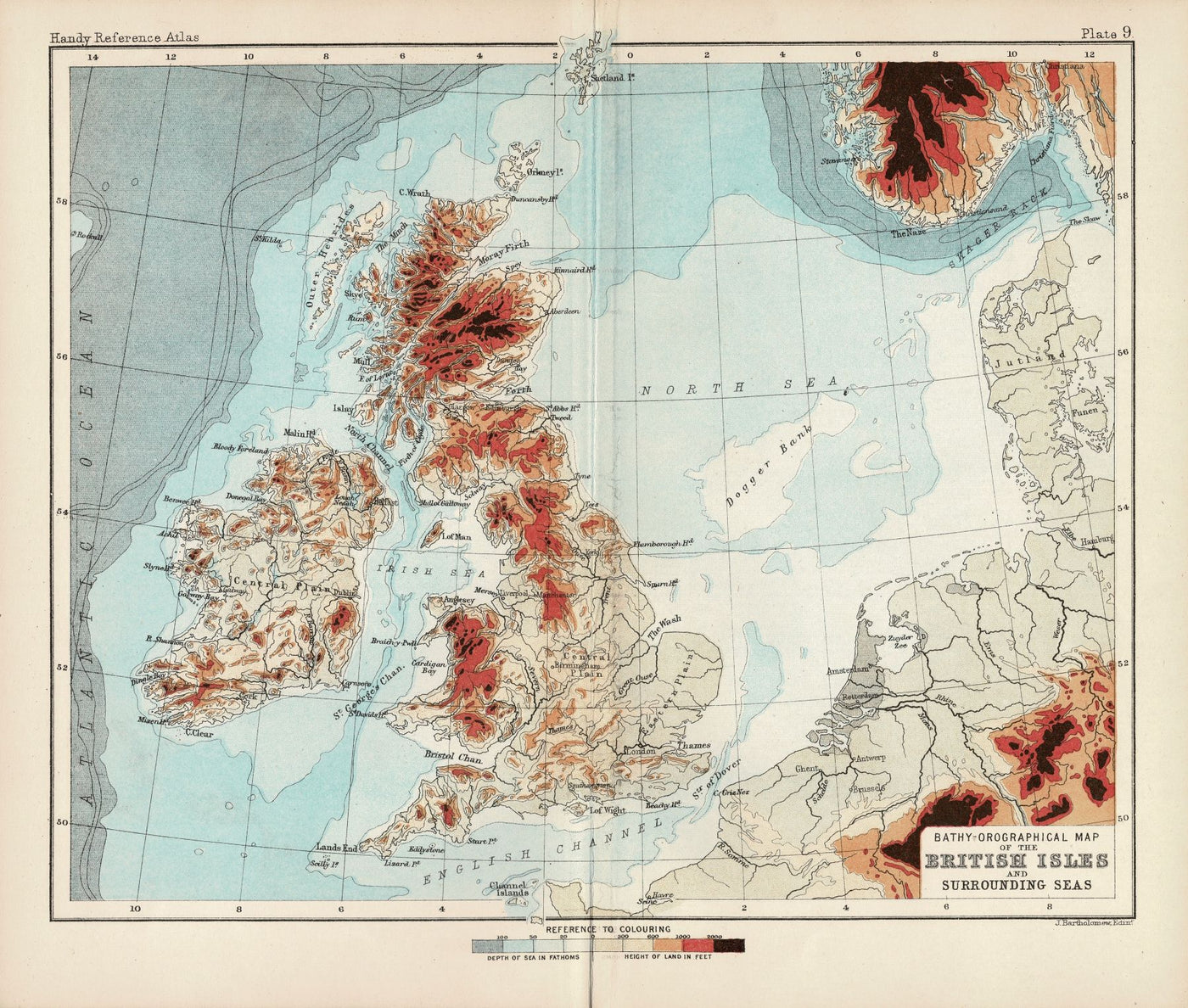 Bathy-Orographical map of the British Isles published 1902