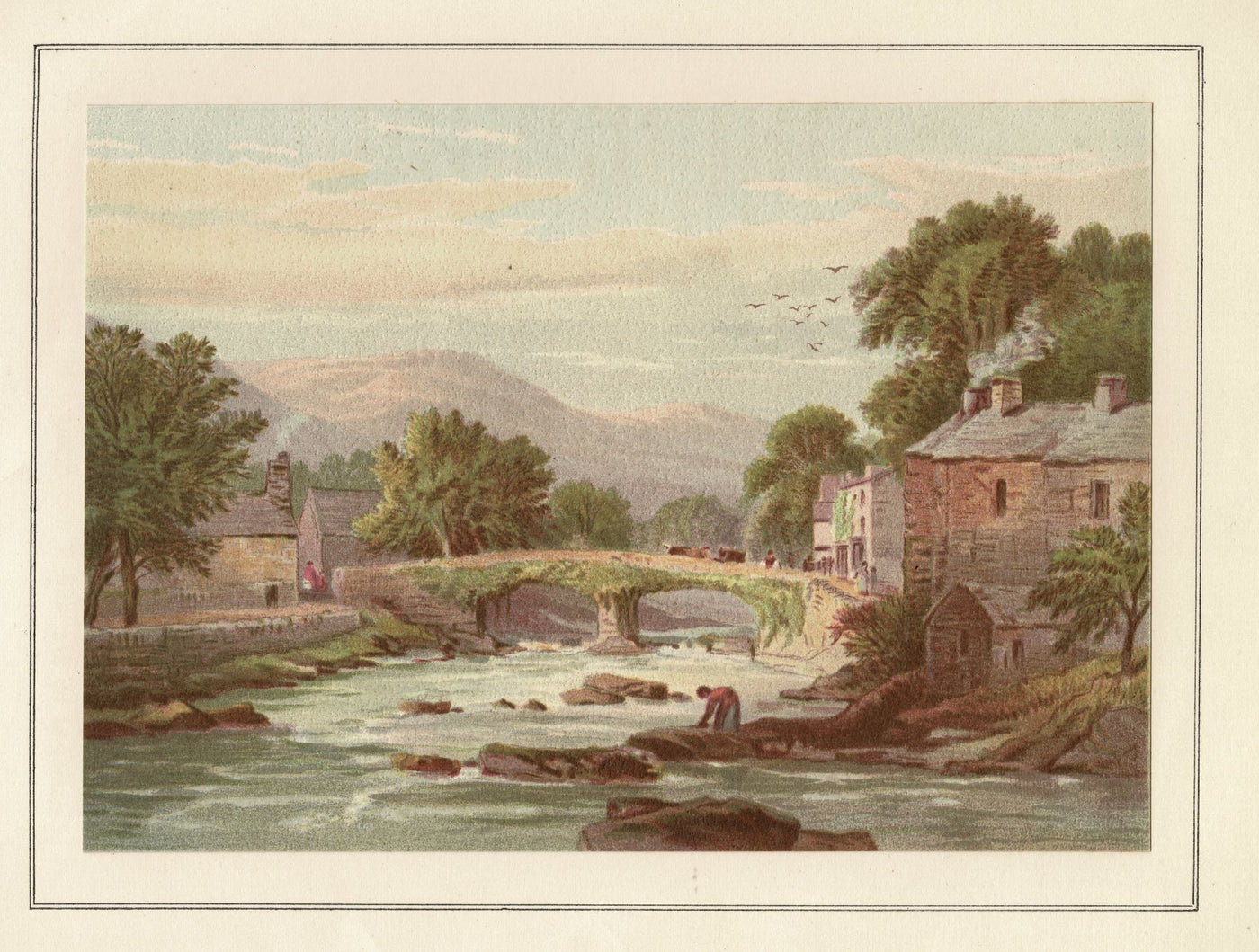Beddergelert Snowdonia Wales antique print 1879