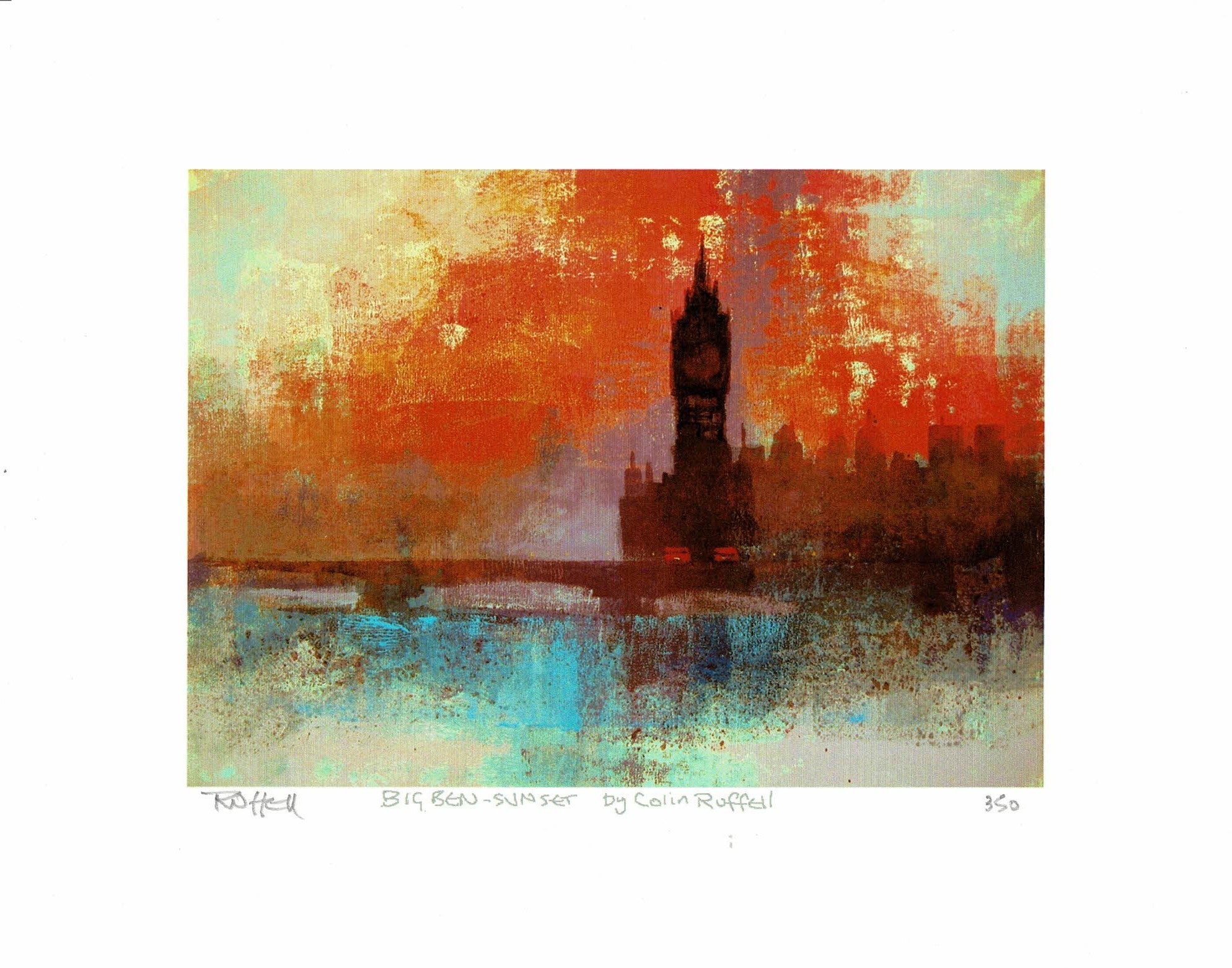 Big Ben Sunset signed and numbered Colin Ruffell print. – Maps and ...