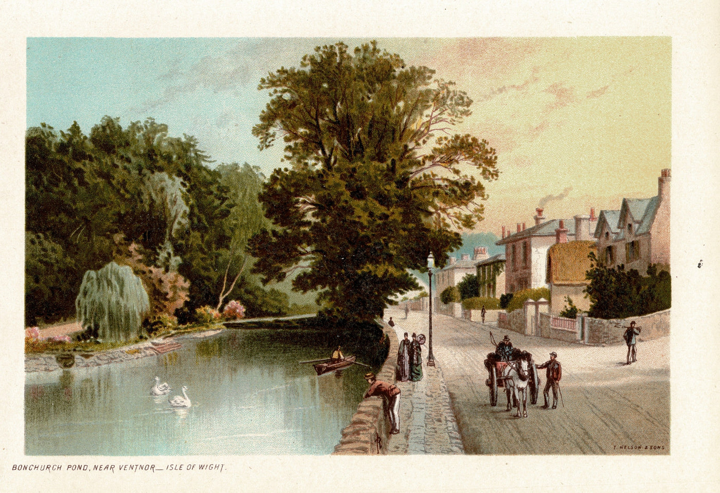 Bonchurch Pond Ventnor Isle of Wight antique print 1892
