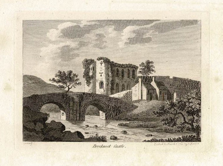 Brecknock Castle Brecknockshire Powys Wales antique print 1786