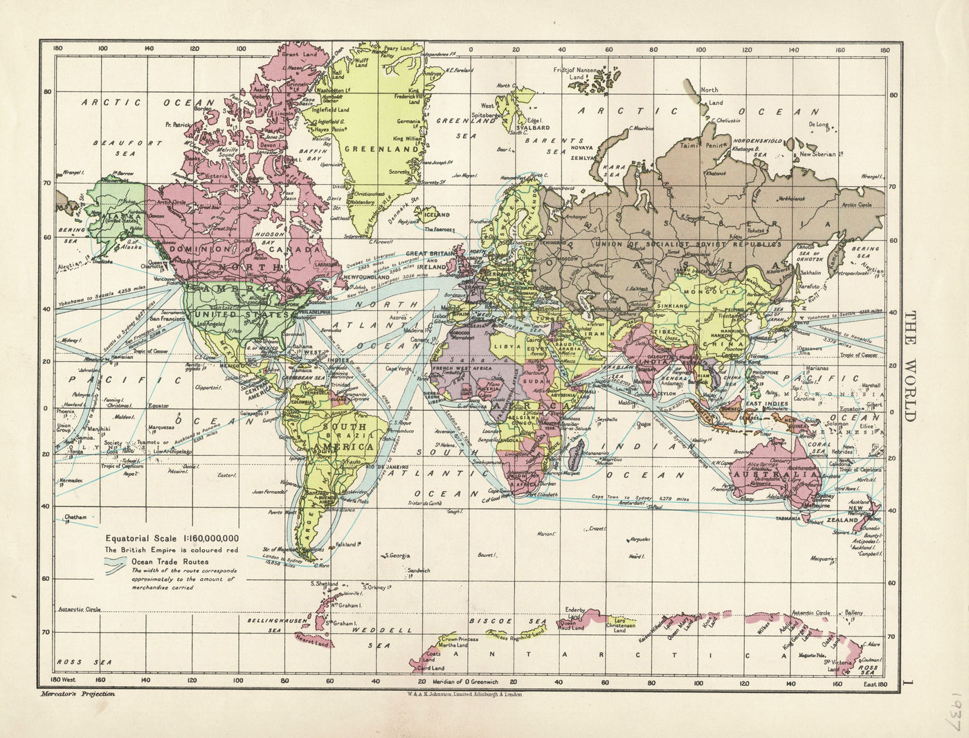 British Empire antique map 1937