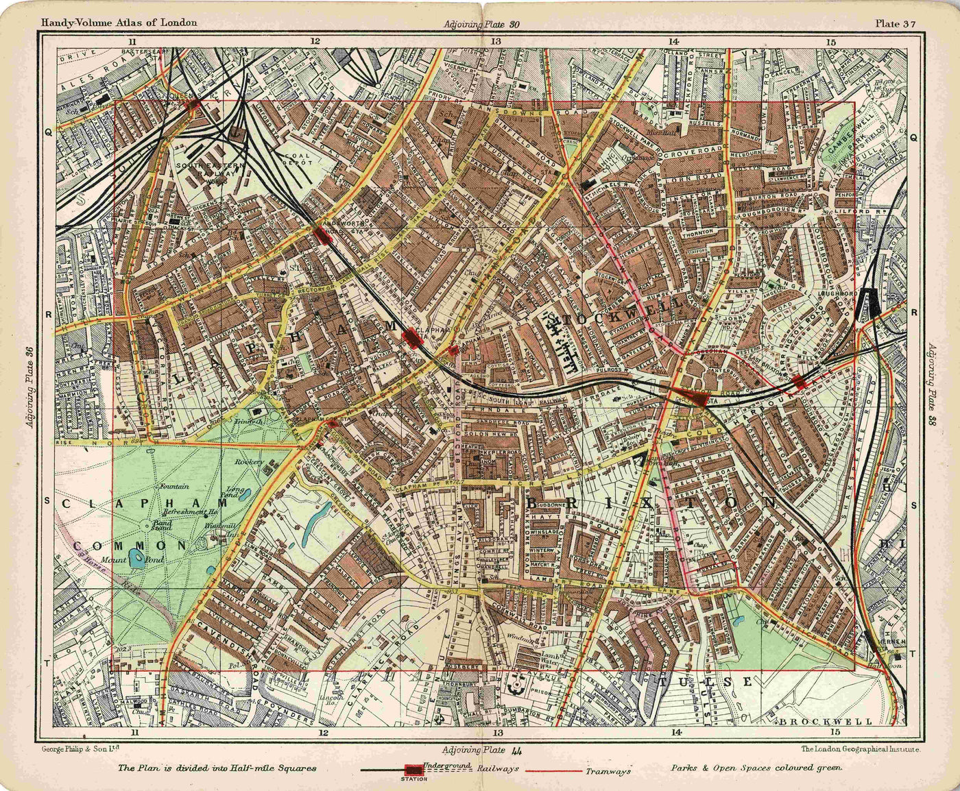 Brixton antique map 1907