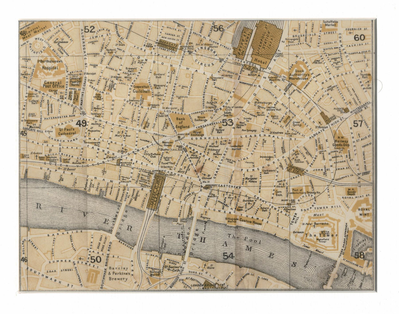 City of London Antique Map 1915