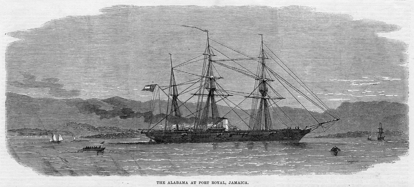 CSS Alabama at Port Royal Jamaica antique print 1863