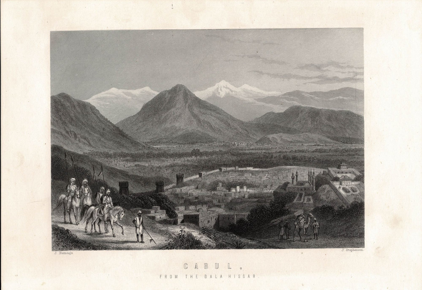 Cabul Afghanistan from the Bala Hissar antique print 1879
