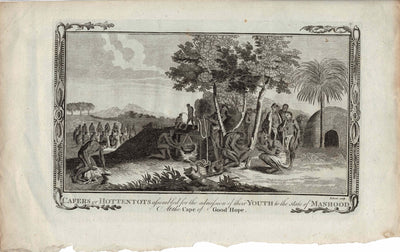 Cafers or Hottentots assembled at the Cape of Good Hope antique print 1780