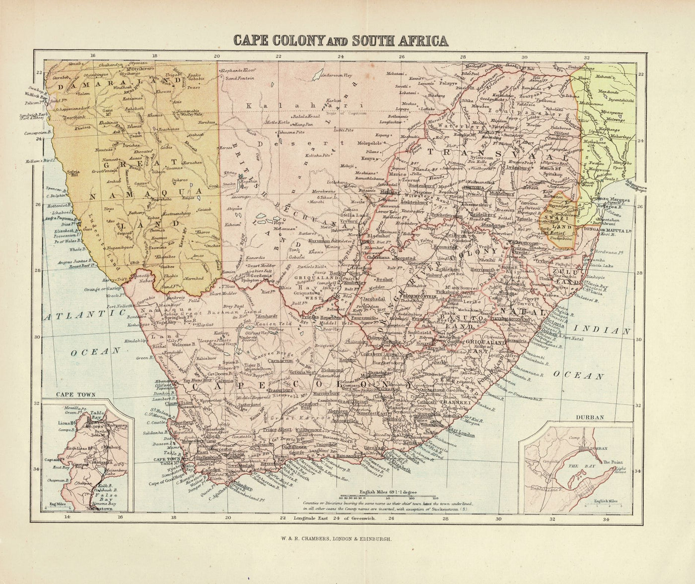 Cape Colony and South Africa antique map c.1880