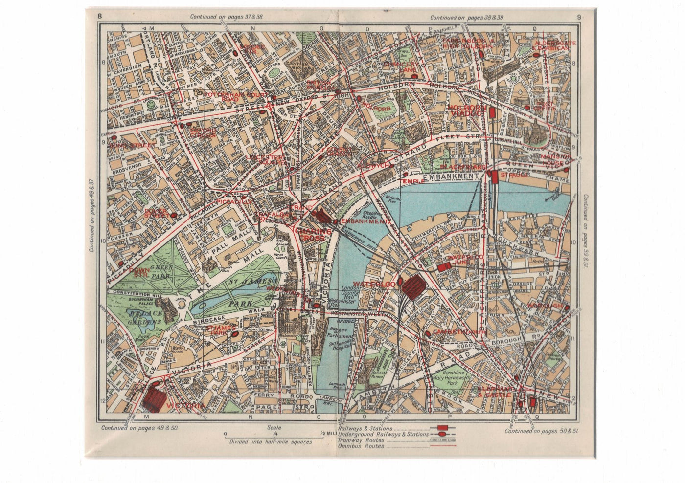 Central London antique map published by Geographia Ltd in 1926