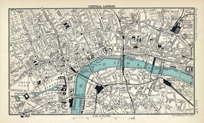 London environs antique map published 1909