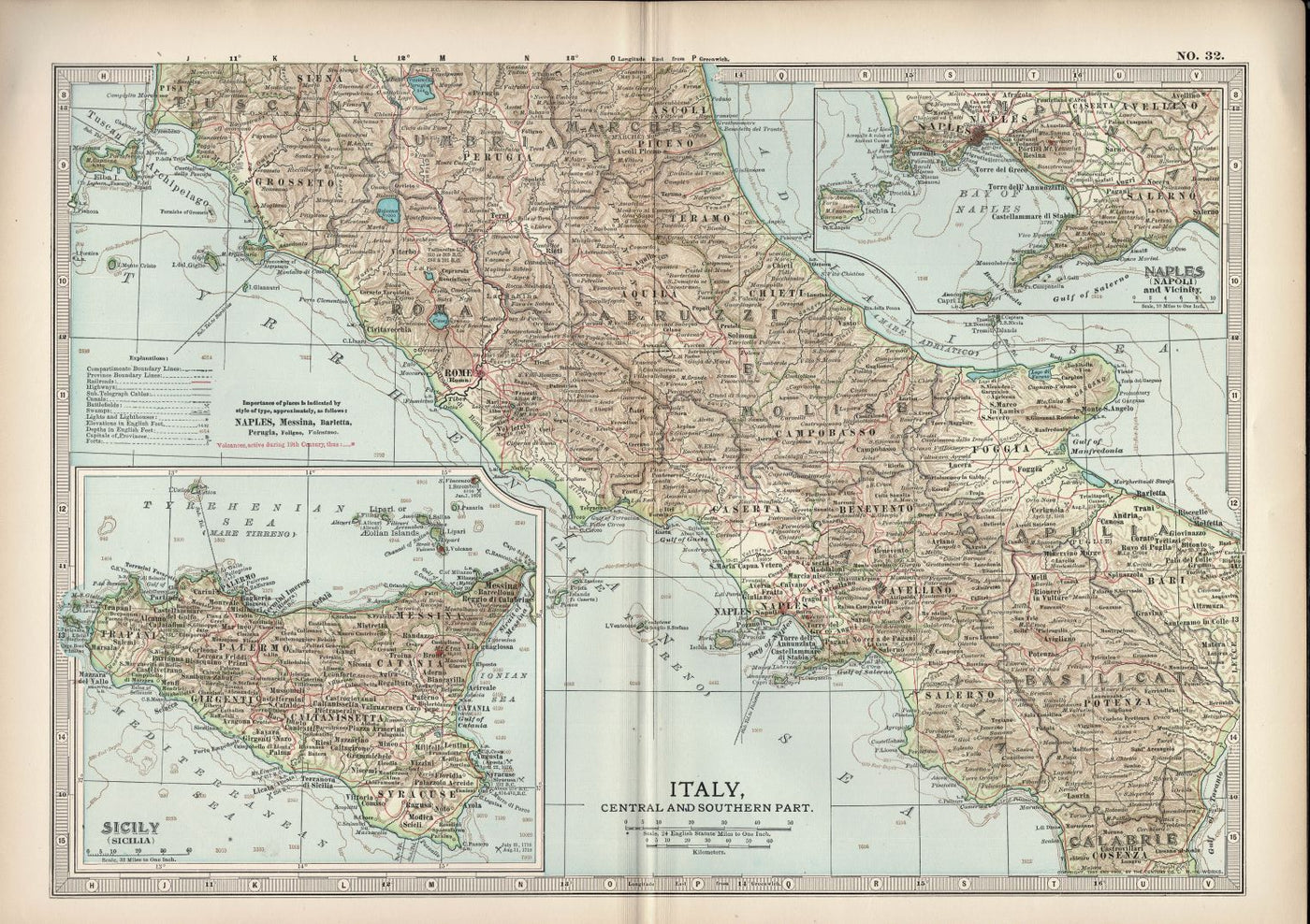 Italy Central and Southern Part antique map Encyclopedia Britannica 1903