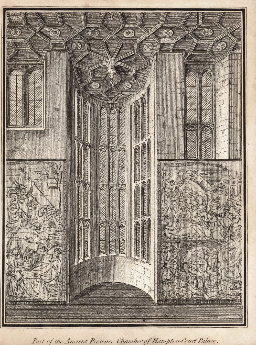 Hampton Court Chamber antique print 1811